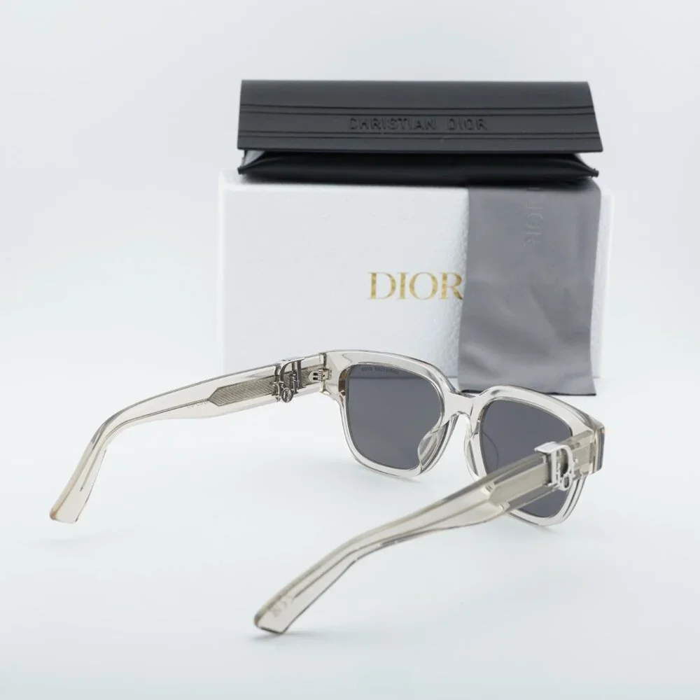 Dior OBLIQUE S1F 78A0 Sunglasses Khaki Square Frame, Grey Lenses - Picture 12 of 13